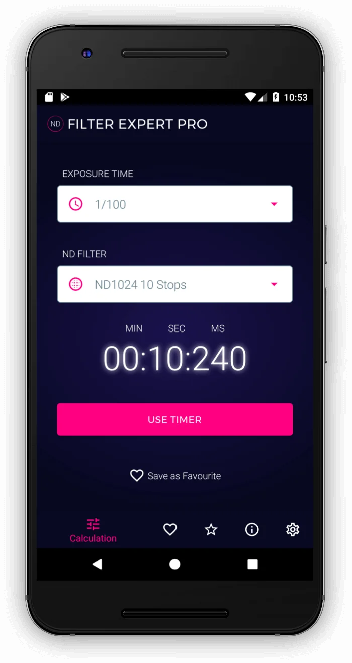 Live calculation in ND-Filter Expert App